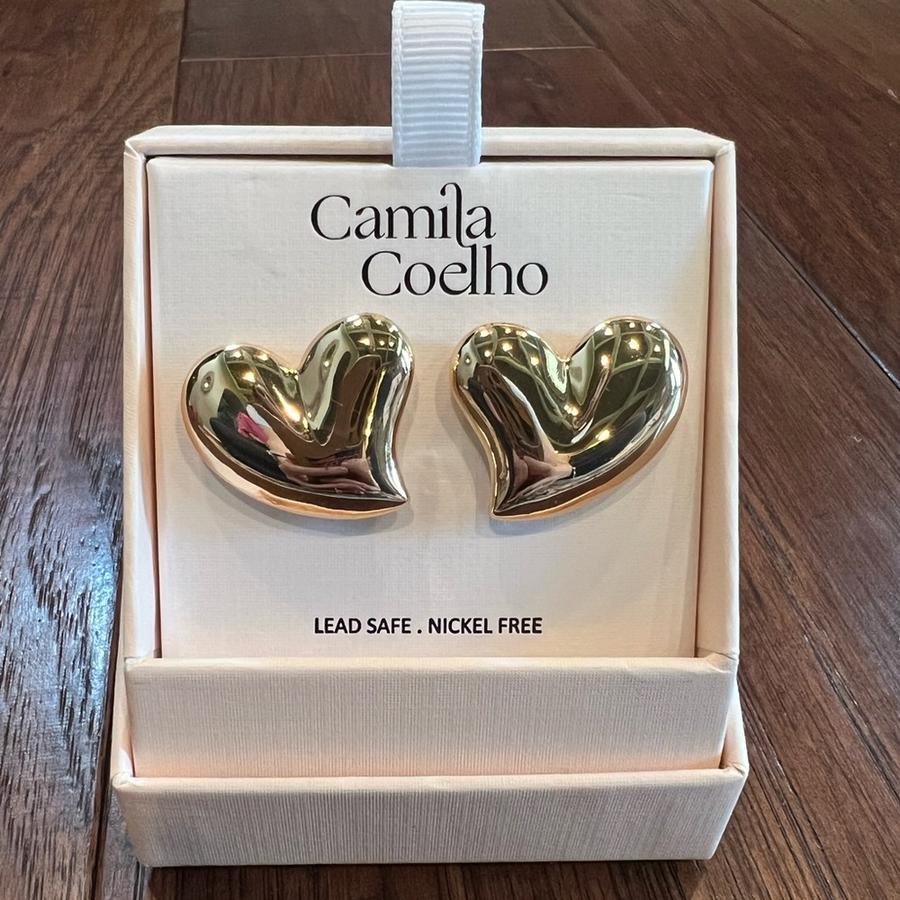 Camila Coelho Metallic Heart Earrings